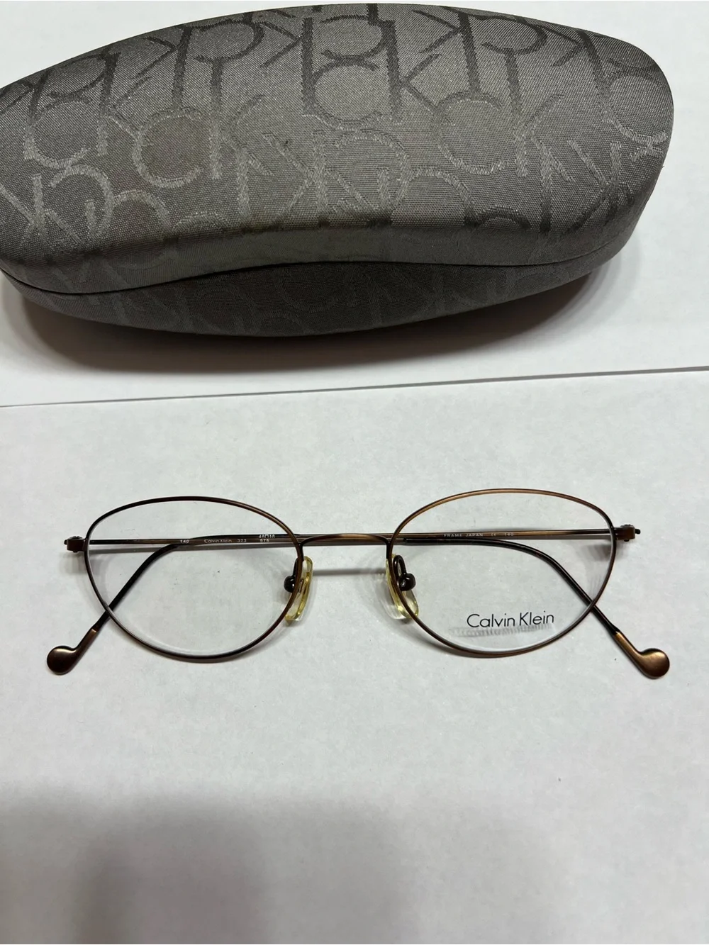 Calvin Klein 323 Vintage Antique Brown and Oval Metal Eyeglasses